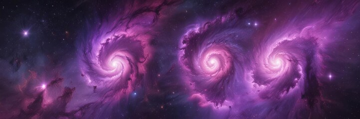 Wall Mural - vibrant purple nebula swirls, star clusters shine cosmic wonders , sky, nebular, cosmos