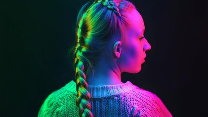 Poster - A woman with a colorful braid in her hair, perfect for creative projects and illustrations