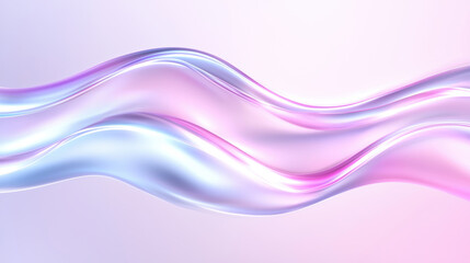 Poster - Soft abstract waves in pastel colors create serene and calming atmosphere, blending shades of pink and blue seamlessly