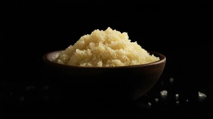 Poster - A brown bowl filled with sugar on a table, suitable for food or decorative use