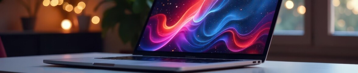 Laptop displaying sleek website portal design on screen, application, layout