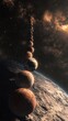© cortado - A stunning illustration of the solar system, showcasing planets aligned against a backdrop of star-filled space.