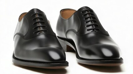 Poster - Pair of black shoes placed on a white surface