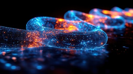 Leinwandbilder - Abstract Digital Wave: Glowing Blue and Orange Energy Stream