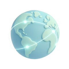 Poster - Global Connectivity: A vibrant depiction of the world, showcasing interconnected networks that symbolize global communication and cooperation. The artwork exudes a clean and modern aesthetic. 