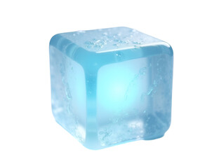 Poster - a captivating ice cube with a soft blue luminescence, a study in minimalist form and ethereal lighti