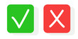 © MJD_Studio - Tick ​​and cross icon. Consent and refusal. Red and green button correct, error