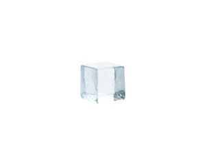 Poster - a precisely cut transparent ice cube, capturing the purity and simplicity of frozen water in a minim