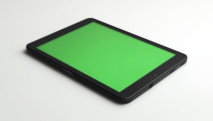 Poster - Black Tablet with Green Screen on White Background