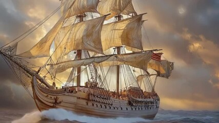Poster - A large sailboat gliding through calm waters