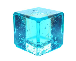 Poster - Captivating close-up of a vibrant neon ice cube, its luminous glow reflecting off the water droplets, a symbol of futuristic refreshment and innovative cooling solutions