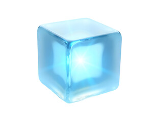 Poster - Captivating Image of a Luminous Ice Cube Emanating a Gentle Azure Light, Presenting an Ethereal and Chillingly Beautiful Visual Experience Perfect for Design