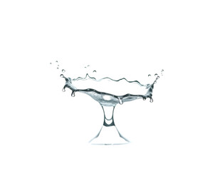 Poster - Captivating water drop collision creating an intricate crown-like splash with amazing details, showcasing fluid dynamics and the beauty of a fleeting moment in time