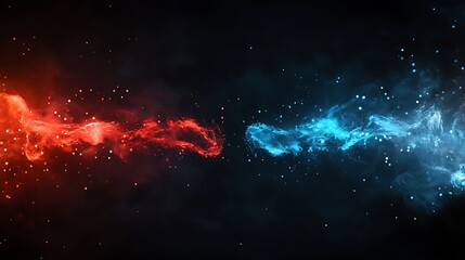 Aufkleber - Abstract Red And Blue Energy Collision with Sparkles on Transparent Background
