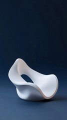 Aufkleber - Matte White Mobius Shape with Seamless Curves on Dark Navy Background