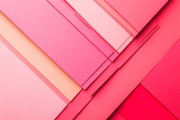 Poster - Overlapping Pink Toned Paper Sheets and Geometric Shapes with Textured Surface