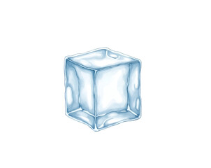 Poster - delicate hand-drawn sketch of a solitary ice cube evoking freshness and purity with its transparent 