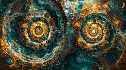 Fototapete - Brilliant blue and yellow abstract background featuring intricate fractal patterns and dramatic contrast that captivates the imagination of viewers