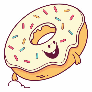 Smiling Doughnut Icon Printable Graphic Design for Stickers, T-Shirts & Decor