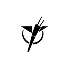 Poster - Abstract Black Symbol of a Tipped Arrow with a Half Circle and Triangle Silhouette Graphic Design 