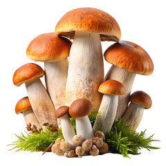Wild Mushroom Paradise on White Background