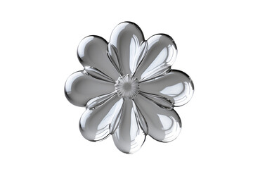 Poster - Elegant glossy flower with a futuristic aesthetic, featuring smooth contours and reflective surfaces against a simple backdrop enhancing the visual appeal