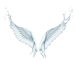 Aufkleber - Elegant Water Wings, A Captivating Splash Art Creation Evoking Flight and Purity with Flowing Liquid Motion and Graceful Formations in a Minimalist Aesthetic