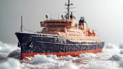 Poster - A small toy ship sits peacefully on calm waters