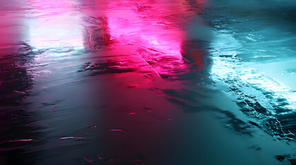 Poster - neon reflection: abstract and vibrant composition showcasing the play of pink and cyan neon lights, 