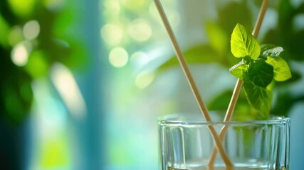 Poster - A glass filled with water and a toothpick stuck in it