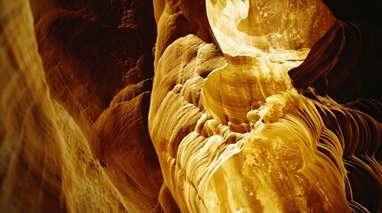 Poster - Majestic rock formation surrounded by scenic landscape with intricate carved gorges and dramatic shadow play creating a hype atmosphere