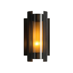 Poster - Illuminated vertical fixture, showcasing a warm glow encased in a structured framework, isolated transparent background