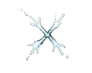 Poster - High-Contrast Water Splash Forming an X Shape, Showcasing the Beauty of Fluid Dynamics and Abstract Water Artistry for Creative Visuals