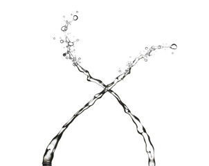 Poster - High-Contrast Water Splash, Dynamic Liquid Forms in an Abstract Composition, Ideal for Creative Projects Requiring a Sense of Motion and Fluidity with Minimalist Aesthetic