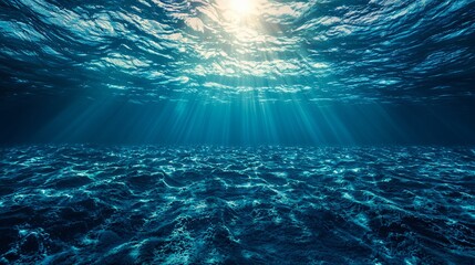 Poster - Beautiful ocean scene with sunlight shining through the water creating a magical effect and illuminating the marine environment