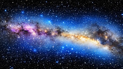 Poster - Enigmatic galaxy showcasing a sea of stars and colorful nebulas in a captivating deep-space scene evoking wonder and cosmic mystery