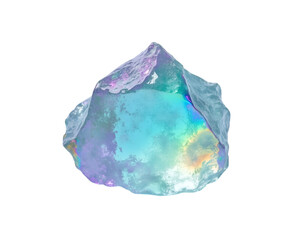 Poster - iridescent ice nugget, a vibrant translucent object with shifting colors, ideal for abstract designs