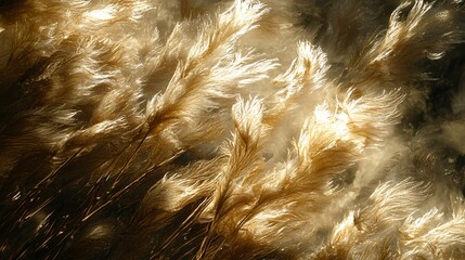 Poster - Delicate bunch of feathers blowing gracefully in the wind against a surreal dreamlike background with soft light creating an enchanting scene
