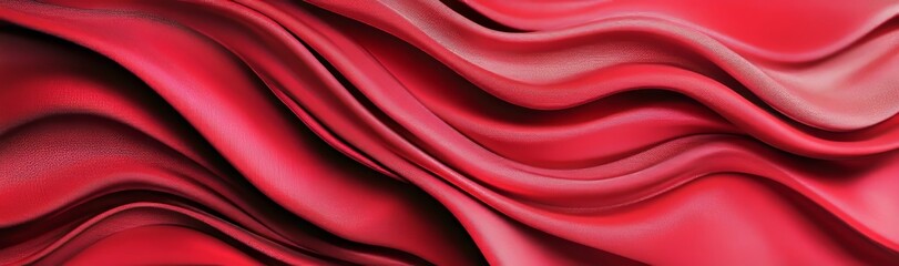 Aufkleber - red silk satin creates a luxurious backdrop with its shiny and wavy folds, suitable for various cele