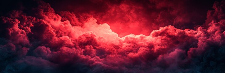 a wide banner showcases a dark red abstract background, a toned fiery red sky, and a flame and smoke