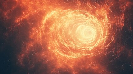 Poster - Spiraling orange and red cosmic object against a dark universe background creating a striking and vibrant celestial display