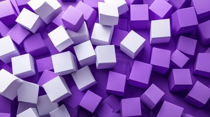 Poster - Geometric abstract composition featuring white and purple cubes on vibrant gradient background