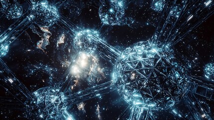 Fototapete - Intriguing collection of glass shards sparkling under ambient light with reflections creating a beautifully chaotic and abstract composition