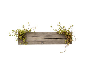 Poster - Rustic Charm, Weathered Wooden Sign with Delicate Greenery Accents for Personalized Messages and Creative Displays, Ideal for Home Decor and Special Occasions