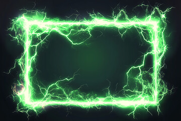 Poster - Vibrant green lightning frame with electric effects, creating a dynamic border for digital art