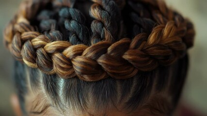 Poster - Close-up shot of a person with intricate braids, great for beauty or lifestyle images