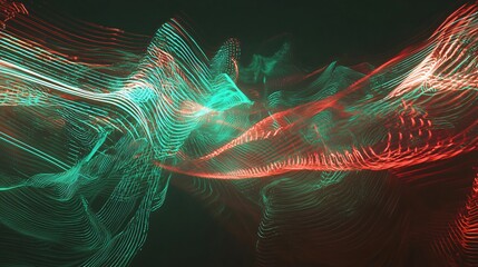 Poster - A striking combination of red and green light creating a dynamic visual experience that captivates the eye and evokes cosmic energy