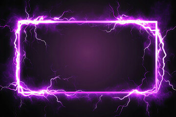 Poster - Vibrant purple lightning frame with electric energy on a dark background, ideal for digital designs