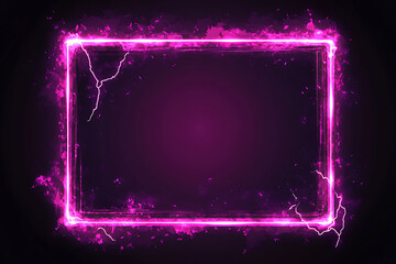 Poster - Vibrant neon pink frame with glowing effects on a dark background, ideal for digital designs