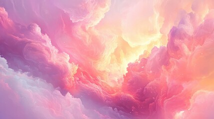 Poster - Soft pastel clouds at sunrise: ethereal morning glow - a dreamy background, generative ai. Ethereal. Illustration